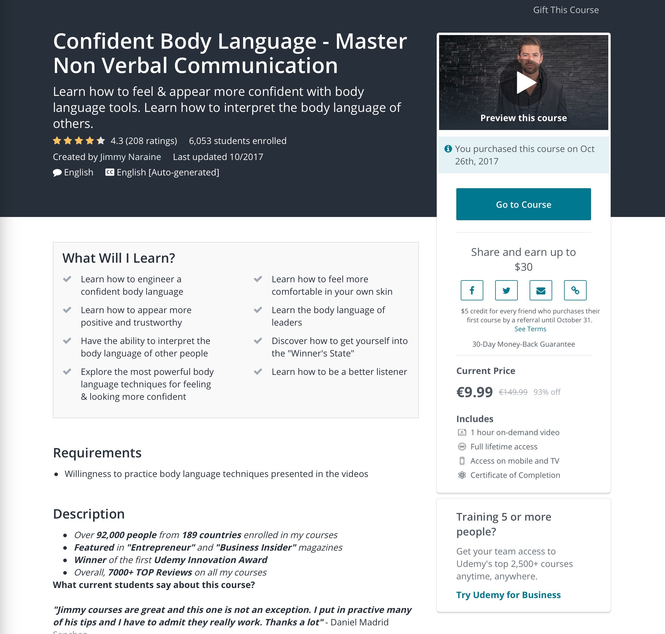 5-week body language mastery course